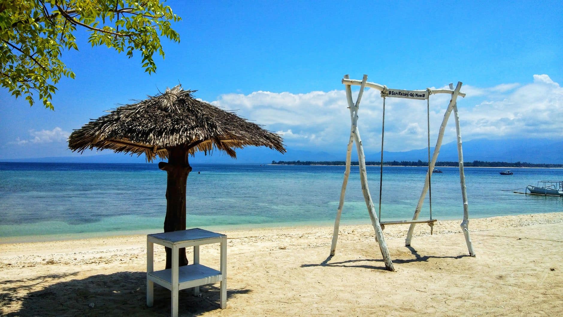 Turquoise water and white sand on the Gili Islands